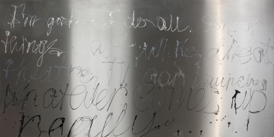 “I am good” – 2009 «У меня всё хорошо» - „Mir geht´s gut“ - Лак для ногтей на нержавеющей стали - Nagellack auf Edelstahl - Nail polish on stainless steel – 100 х 200cm